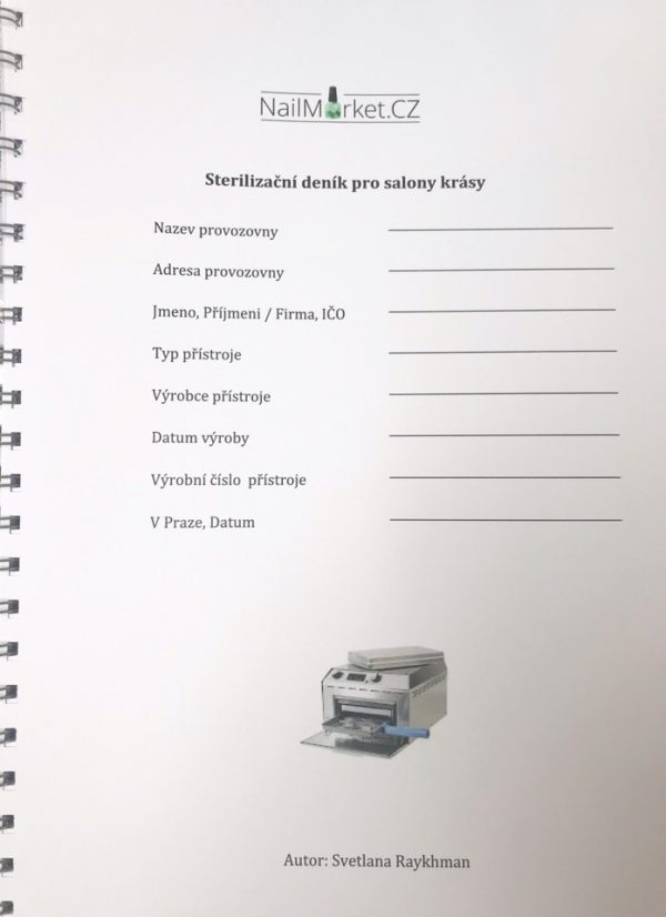 STERILIZAČNÍ DENÍK PRO SALONY KRÁSY, 20 LISTŮ